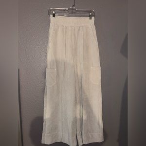 Urban Outfitters OU Draper Corduroy Wide Leg Pants Relaxed Baggy Creamy Beige S